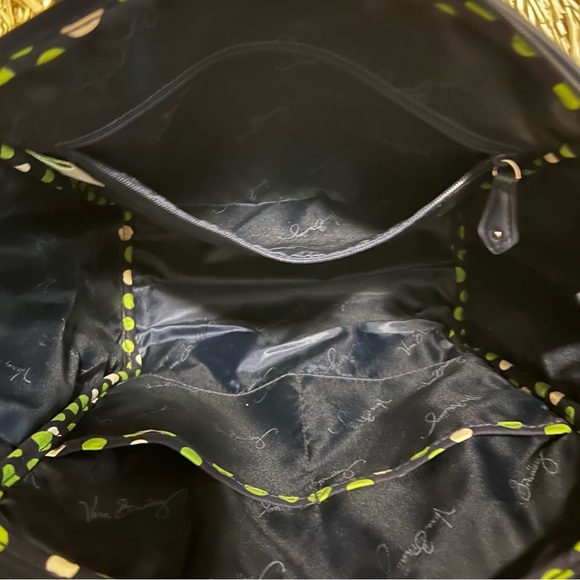 VERA BRADLEY Lucky Dots 2015 Trapeze Tote Navy Blue Green White Polka Dots Y2K - Picture 9 of 10